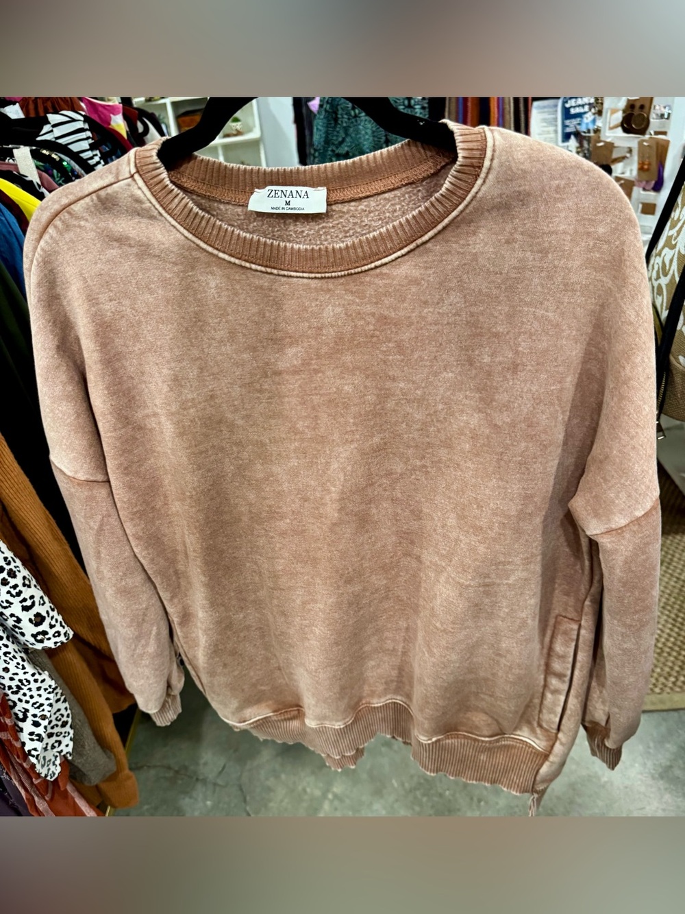 Zenana Outfitters Washed Scoopneck Sweater - Dusty Mauve